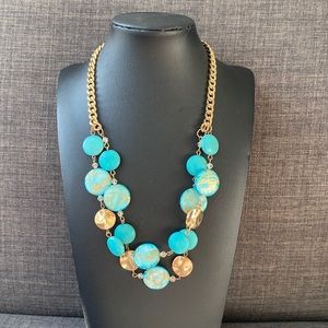 Teal and gold necklace